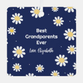 白エレガントデイジー最高の祖父母Ever写真 メタルオーナメント (正面)