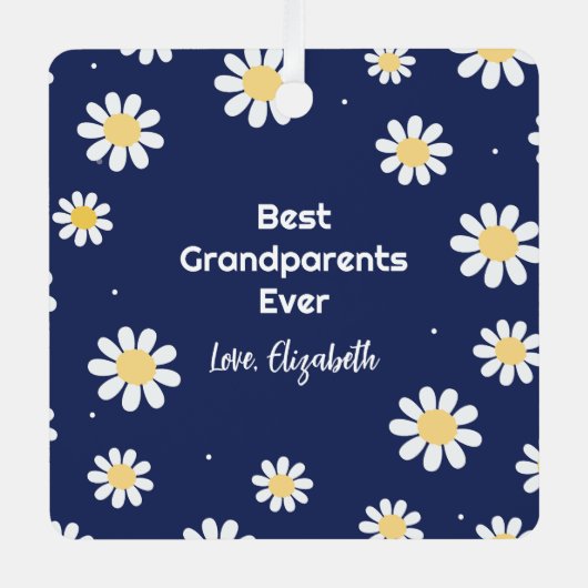 白エレガントデイジー最高の祖父母Ever写真 メタルオーナメント (正面)