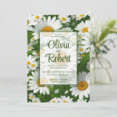 白エレガントデイジー白フローラフィー結婚ルド 招待状 (スタンド正面)