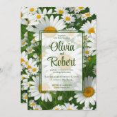 白エレガントデイジー白フローラフィー結婚ルド 招待状 (正面/裏面)