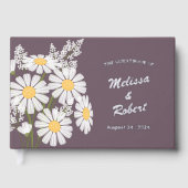 白エレガントデイジー素朴のホイル紫 ゲストブック (正面)