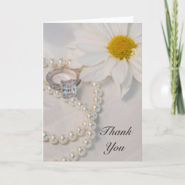 白エレガントデイジー結婚の感謝状 サンキューカード