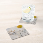 白エレガントデイジー結婚ズ スクエアペーパーコースター (インサイチュ)