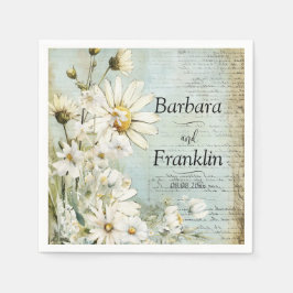 白エレガントデイジー結婚ズ スタンダードカクテルナプキン