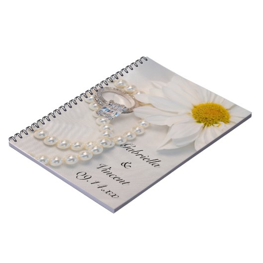白エレガントデイジー結婚ズ ノートブック (左側)