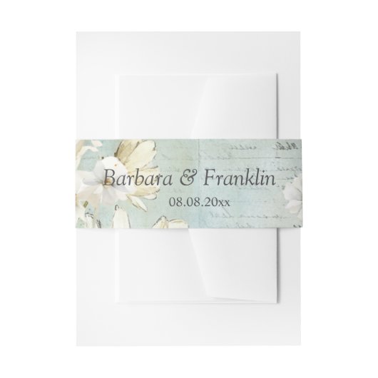 白エレガントデイジー結婚ズ 招待状ベリーバンド (正面例)