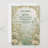 白エレガントデイジー結婚花 招待状 (正面)