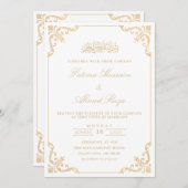 白エレガントニカ・イスラム結婚教徒 招待状 (正面/裏面)