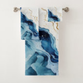 白エレガントネイビーブルー海水浴タオルセット バスタオルセット (インサイチュ)