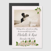 白エレガントバラありがとう磁気カード (正面/裏面)