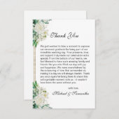 白エレガントバラとユリ結婚ーズ サンキューカード (正面/裏面)