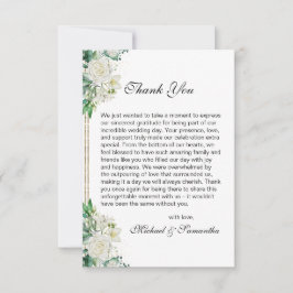 白エレガントバラとユリ結婚ーズ サンキューカード