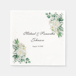 白エレガントバラとユリ結婚ーズ スタンダードカクテルナプキン