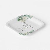 白エレガントバラとユリ結婚ーズ ペーパープレート (傾斜あり)