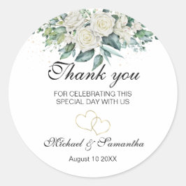 白エレガントバラとユリ結婚ーズ ラウンドシール