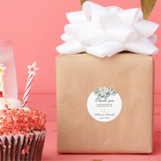 白エレガントバラとユリ結婚ーズ ラウンドシール (パーティー)