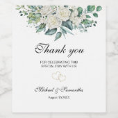 白エレガントバラとユリ結婚ーズ ワインラベル (シングルラベル)