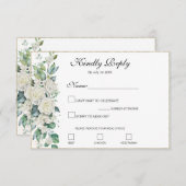 白エレガントバラとユリ結婚ーズ 出欠カード (正面/裏面)