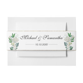 白エレガントバラとユリ結婚ーズ 招待状ベリーバンド