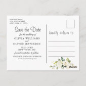 白エレガントバラとレース素朴日付の保存 ポストカード (裏面)