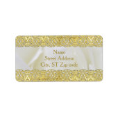 白エレガントバラと金ゴールドレースのアドレ結婚ス ラベル (正面)
