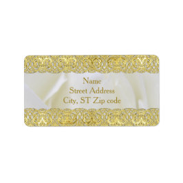 白エレガントバラと金ゴールドレースのアドレ結婚ス ラベル