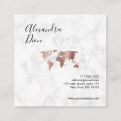 白エレガントバラの世界地図 スクエア名刺 (裏面)