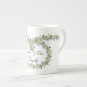 白エレガントバラの緑のお母さん ボーンチャイナマグカップ (正面右)
