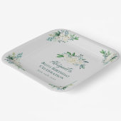 白エレガントバラフローラ80誕生日任意の年齢 ペーパープレート (傾斜あり)