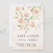 白エレガントバラ写真Save the Date招待状 招待状 (正面)