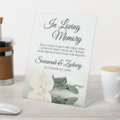 白エレガントバラ愛の思い出結婚の記念碑 台座サイン (インサイチュ)