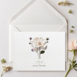 白エレガントバラ水平結婚式招待状 招待状