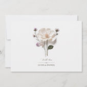 白エレガントバラ水平結婚式招待状 招待状 (正面)