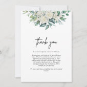 白エレガントバラ緑結婚フローラ サンキューカード (正面)