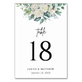 白エレガントバラ緑結婚フローラ テーブルナンバー (正面)