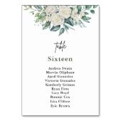 白エレガントバラ緑結婚フローラ テーブルナンバー (正面)