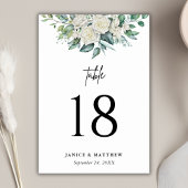 白エレガントバラ緑結婚フローラ テーブルナンバー