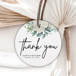 白エレガントバラ緑結婚フローラ フェイバータグ