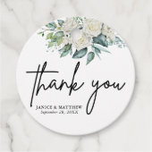 白エレガントバラ緑結婚フローラ フェイバータグ (正面)