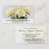 白エレガントバラ花クラシックウェディングプランナー 名刺 (正面/裏面)