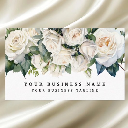 白エレガントバラ花フローラ 名刺