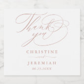 白エレガントバラ金ゴールドス結婚トのきらめくW スパークリングワインラベル (シングルラベル)