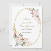 白エレガントバラ金ゴールドフレームクリスチャン結婚ズ 招待状 (裏面)