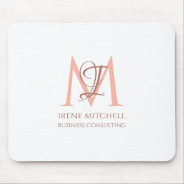 白エレガントバラ金ゴールドモノグラモダンム名 マウスパッド