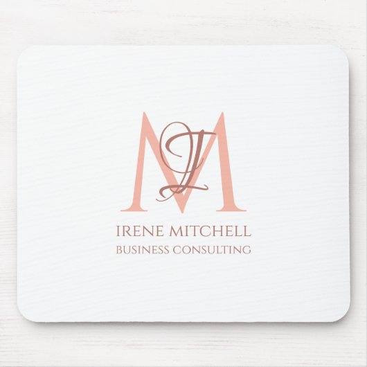 白エレガントバラ金ゴールドモノグラモダンム名 マウスパッド (正面)