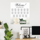 白エレガントバラ17表結婚座席表 ポスター (ホームオフィス)