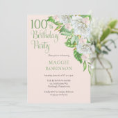 白エレガントバラ | Lanchs 100th Birthday Party 招待状 (スタンド正面)