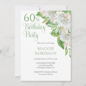 白エレガントバラ | Lanchs 60th Birthday Party 招待状 (正面)