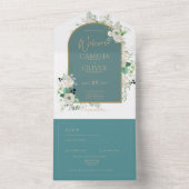 白エレガントバラAll-in-1結婚式への招待RSVP オールインワン招待状 (内側)