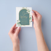 白エレガントバラAll-in-1結婚式への招待RSVP チラシ (手)
